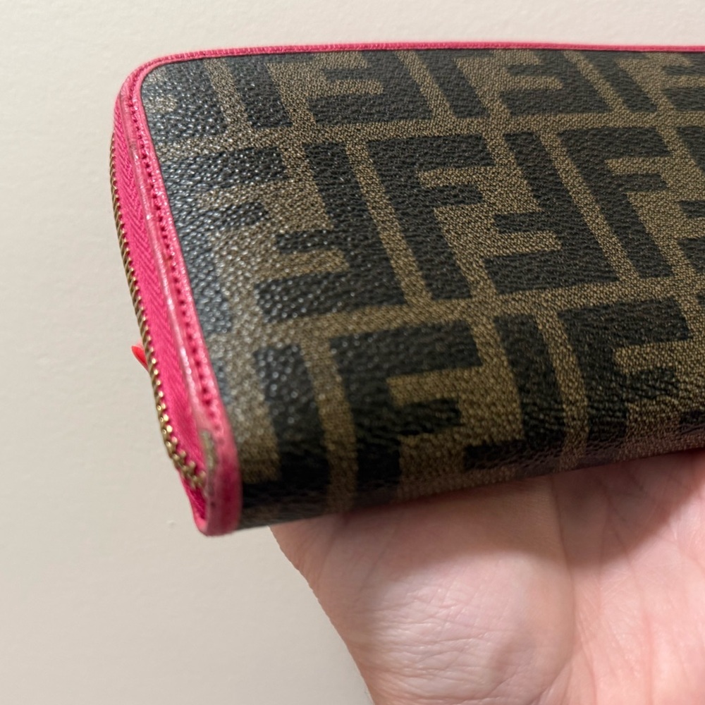 Fendi Brown and Pink Zucca Zippy Wallet - Picture 7 of 12